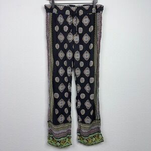 Anne Carson Pants Womens‎ L Black Wide Leg Bohemian Hippie Festival Lounge Artsy